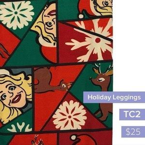 LuLaRoe Holiday Leggings Reindeer Snowflake TC2